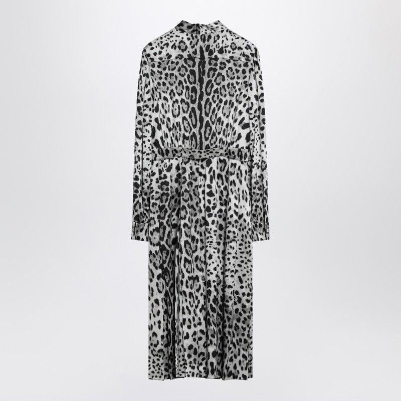 DOLCE & GABBANA Leopard Print Silk Longuette Dress