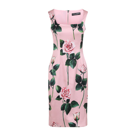 DOLCE & GABBANA Chic Floral Midi Dress with Back Slit