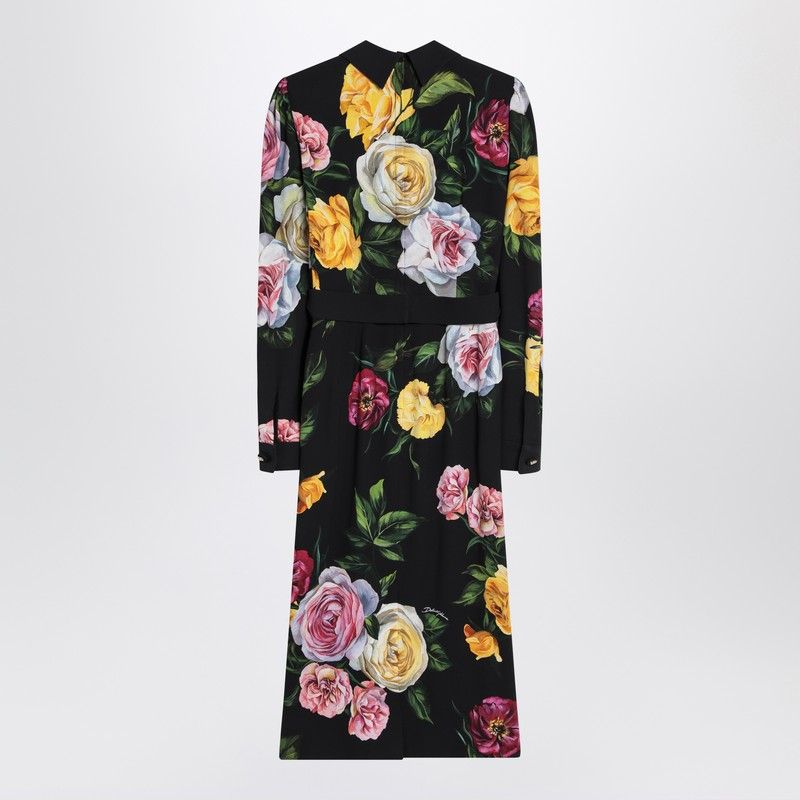 DOLCE & GABBANA Long Chemise Dress with Floral Print - SS25