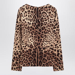 DOLCE & GABBANA Leopard Print Silk Blend T-Shirt