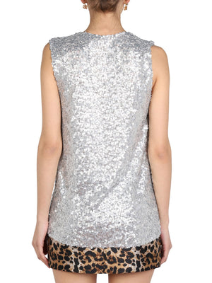 DOLCE & GABBANA Elegant Sequin V-Neck Top