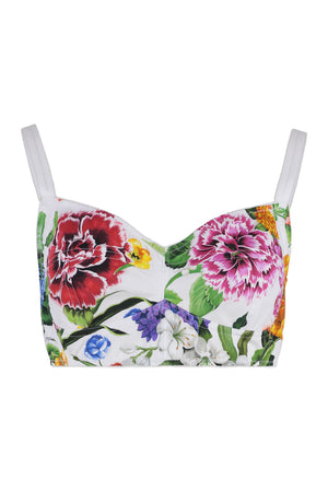 DOLCE & GABBANA Floral Print Cotton Crop Top