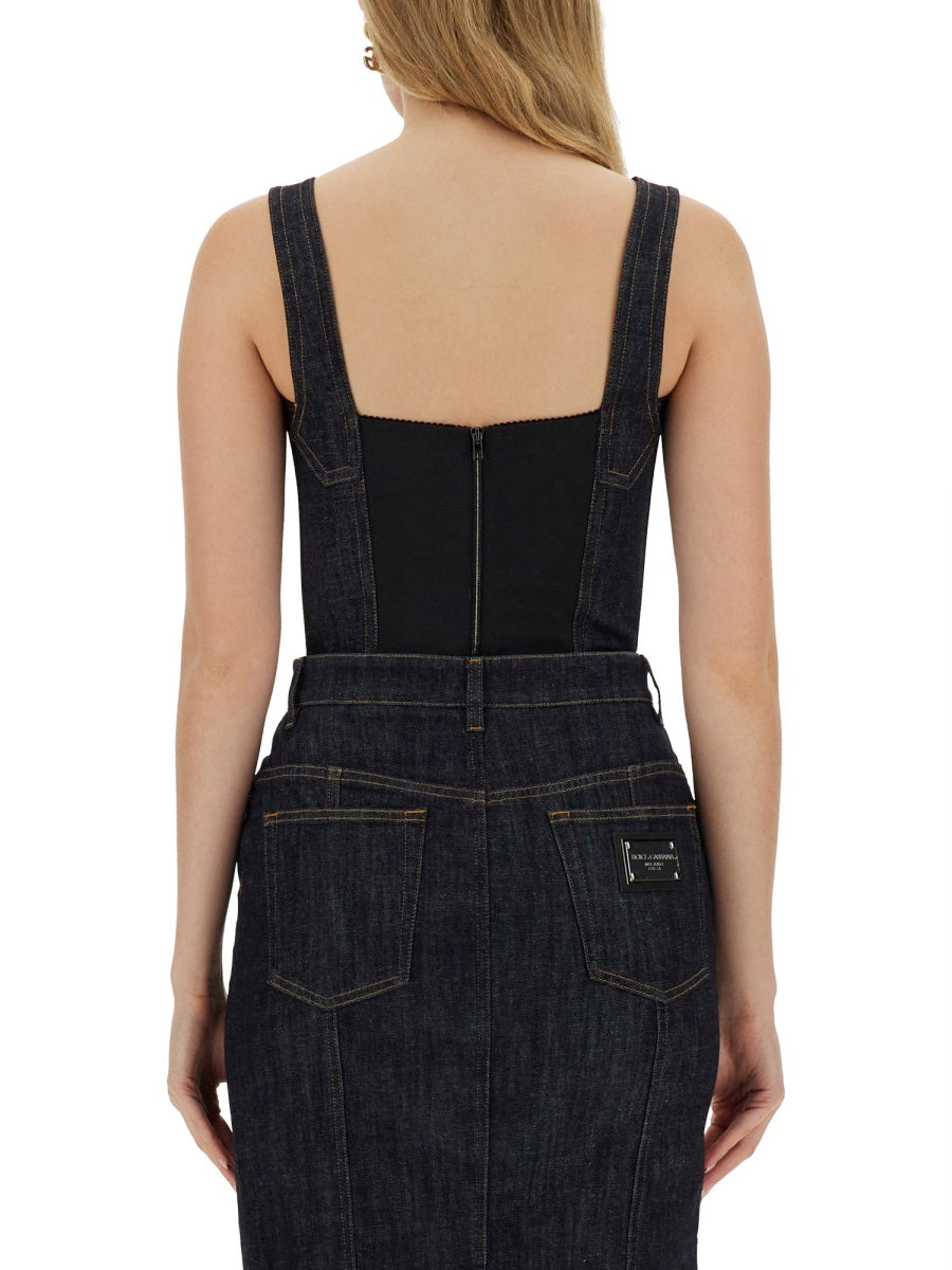 DOLCE & GABBANA Slim Fit Mini Bustier Top