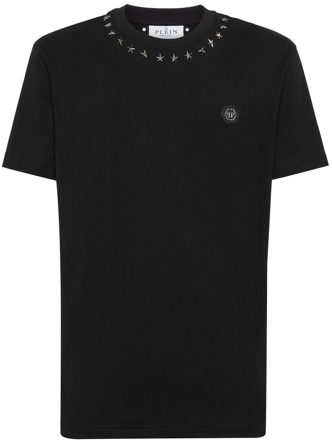 PHILIPP PLEIN Logo-Appliqué Cotton T-Shirt with Star Stud Detailing