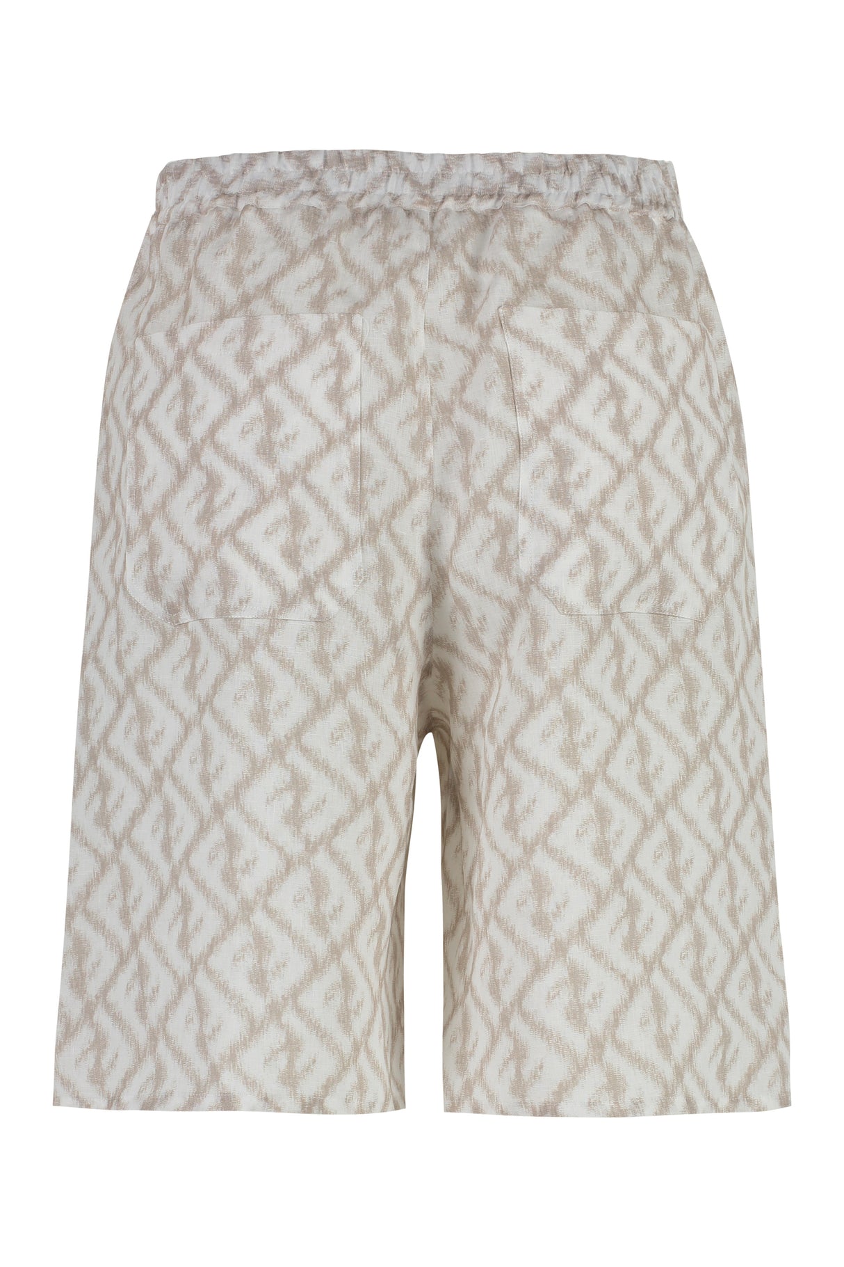 FENDI Men's Linen Bermuda Shorts - Mini Logo Print