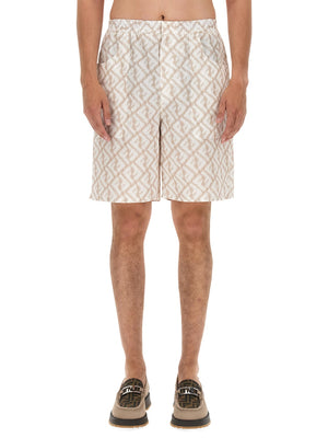 FENDI Linen Bermuda Shorts for Men - Regular Fit