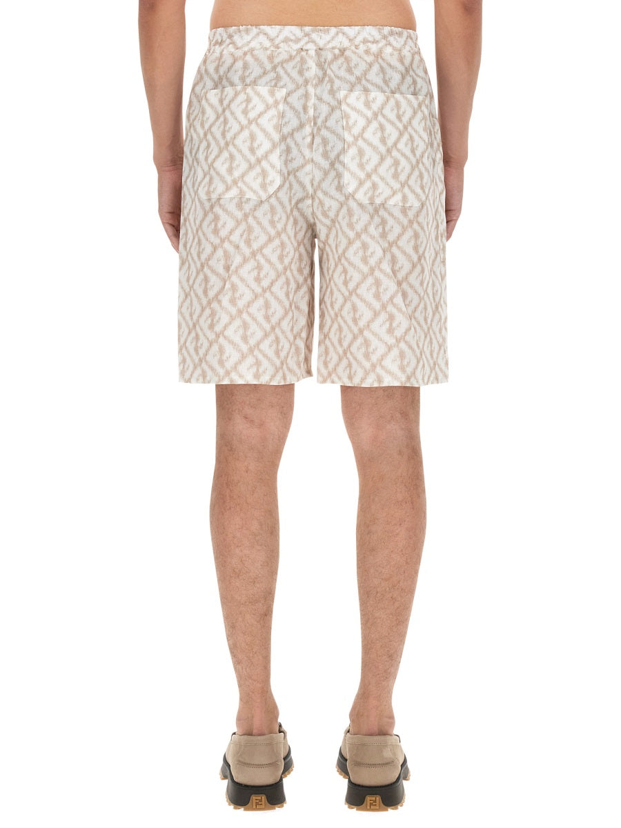 FENDI Linen Bermuda Shorts for Men - Regular Fit