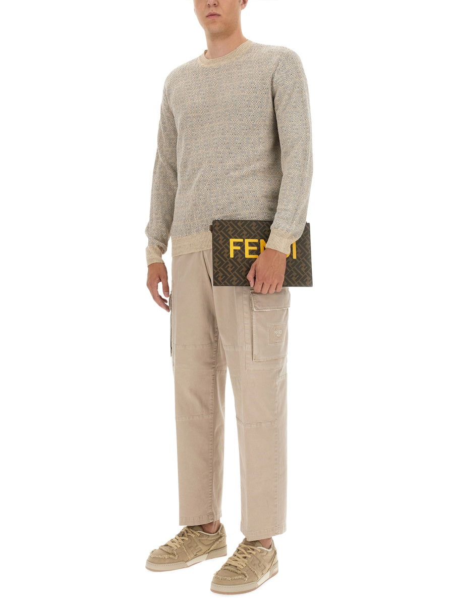 FENDI Classic Regular Fit Gabardine Pants for Men