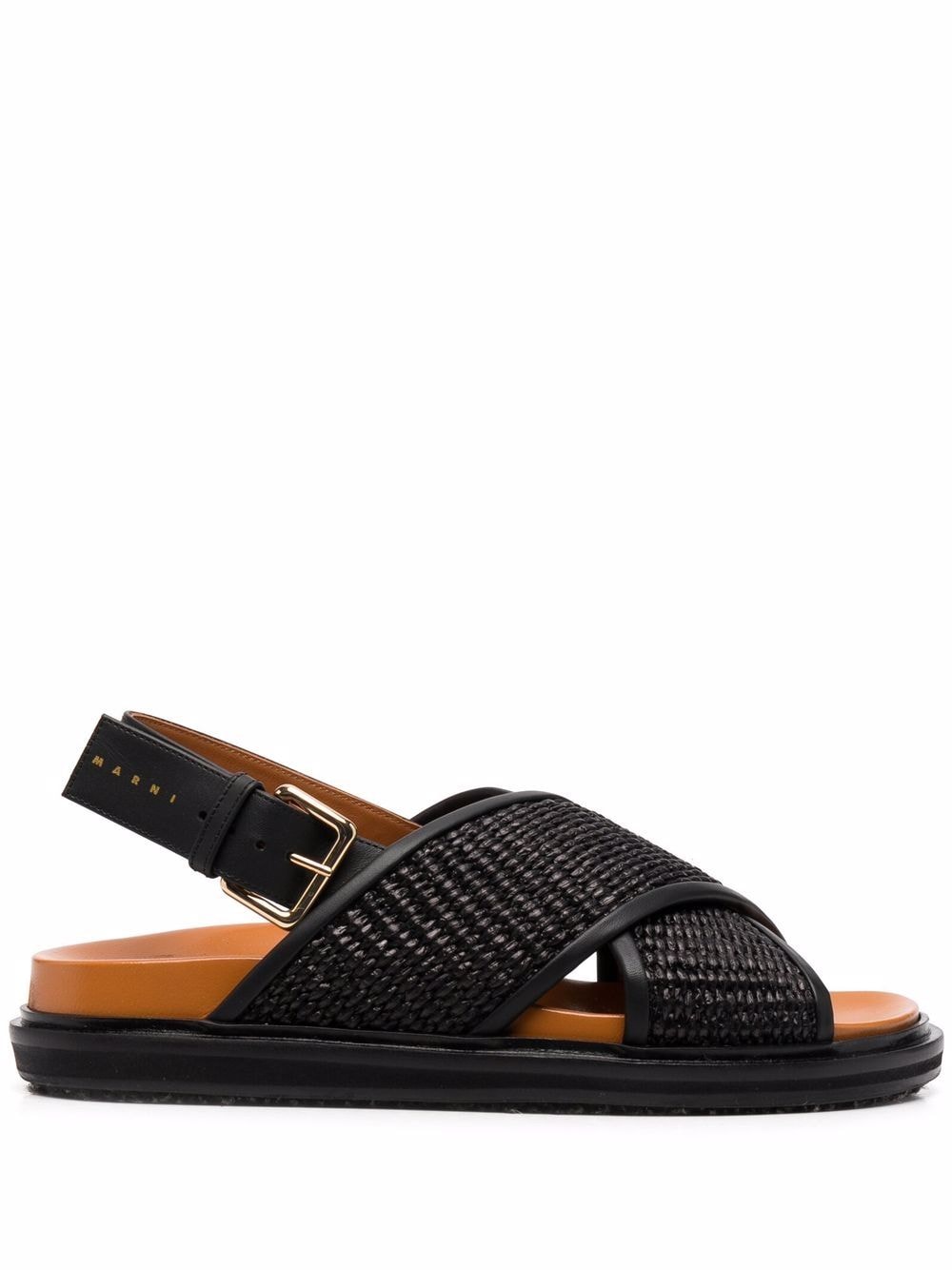 MARNI Leather Trim Raffia Sandals for Women