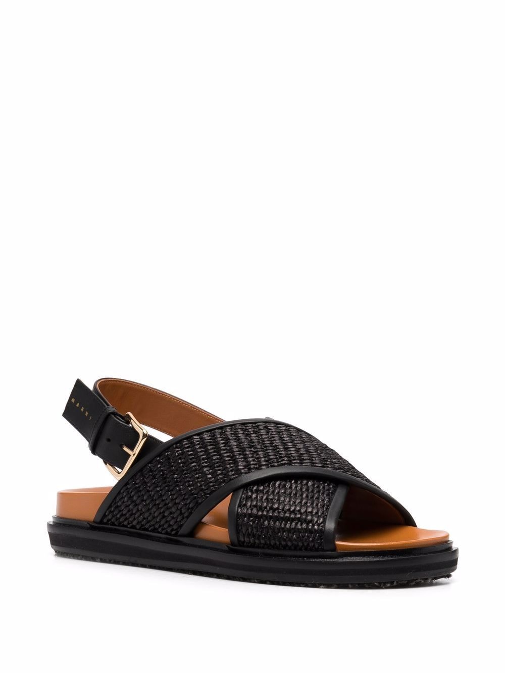 MARNI Leather Trim Raffia Sandals for Women