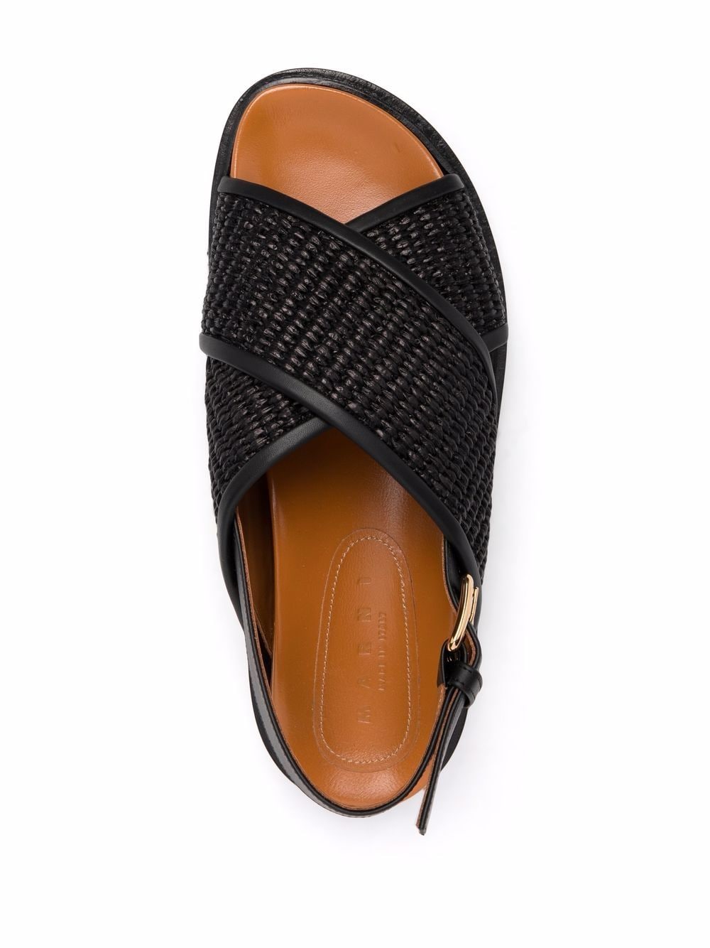 MARNI Leather Trim Raffia Sandals for Women