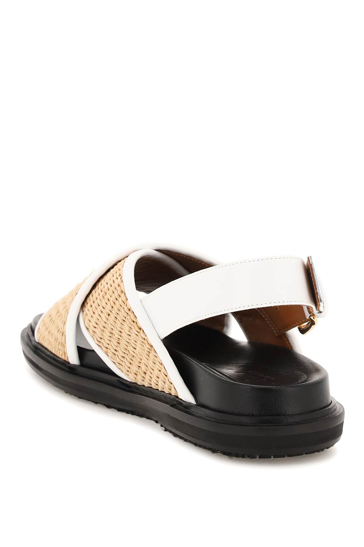 MARNI Leather Trim Raffia Sandals for Women