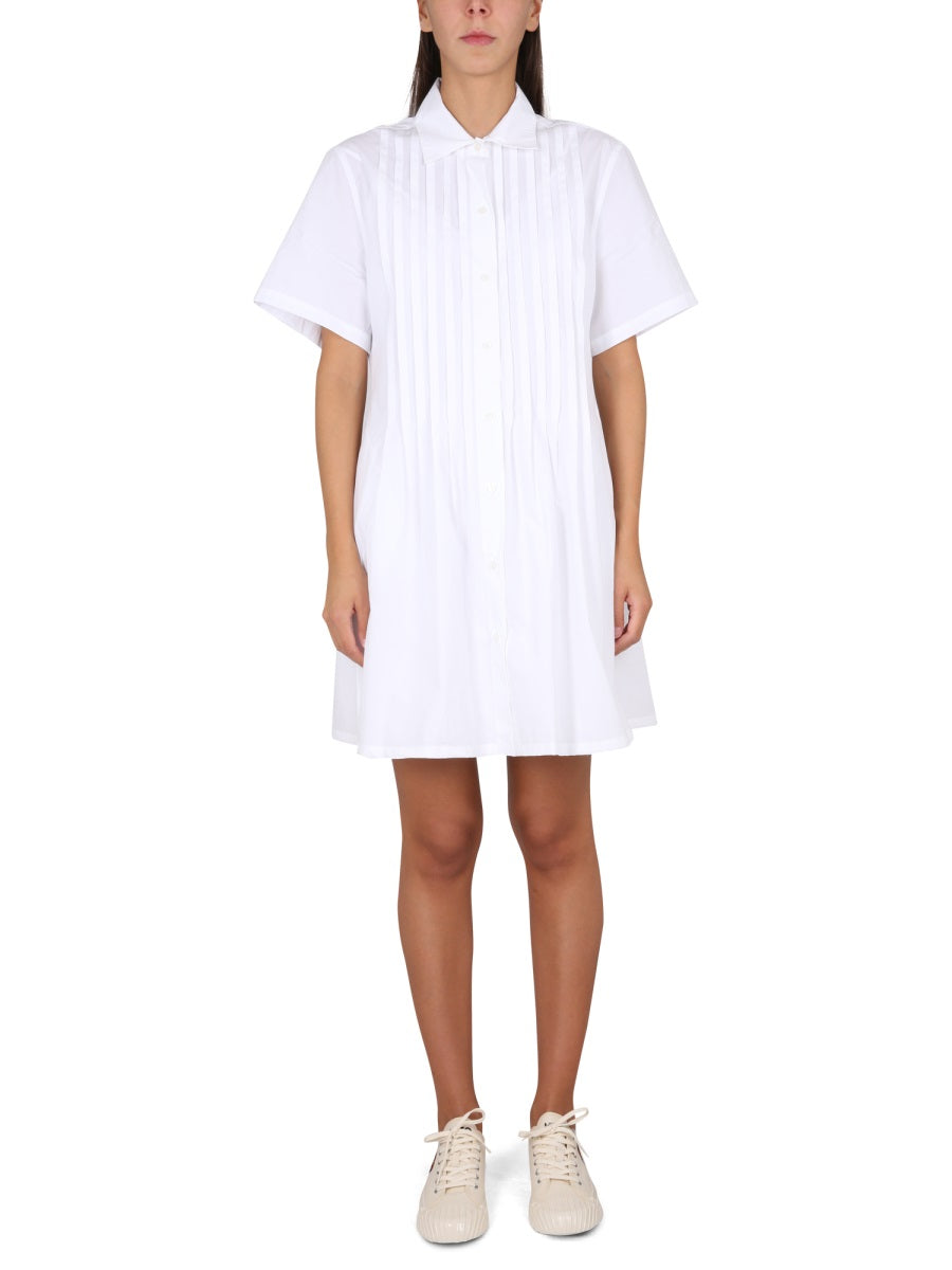 KENZO Pleated Chemise Dress with Classic Collar for Women