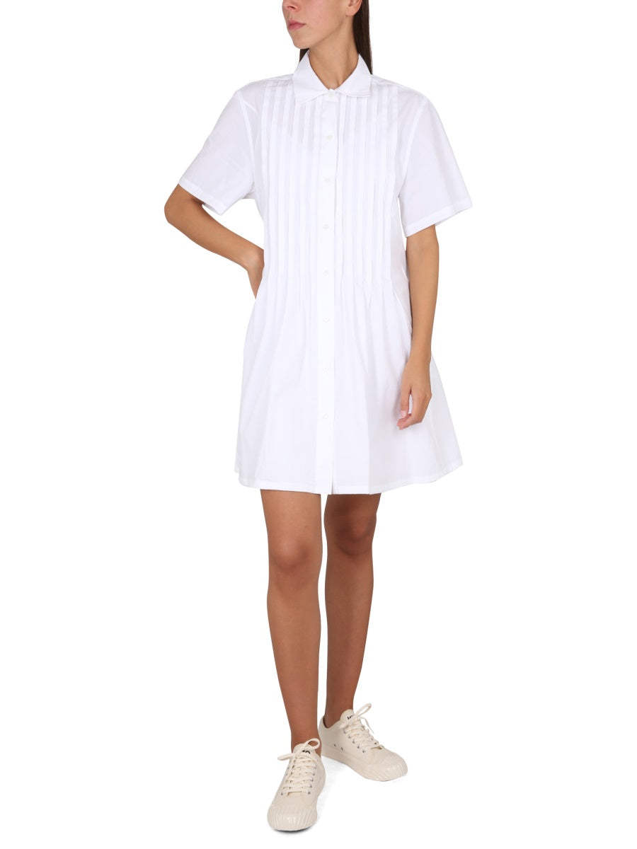 KENZO Pleated Chemise Dress with Classic Collar for Women