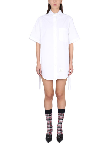 THOM BROWNE Chic Mini Chemiser Dress with Round Collar