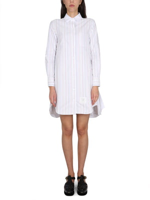 THOM BROWNE Elegant Wool Dress with Round Neck Design