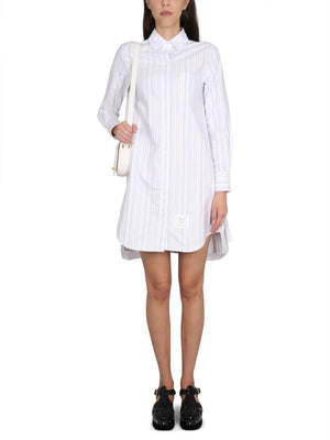 THOM BROWNE Elegant Wool Dress with Round Neck Design