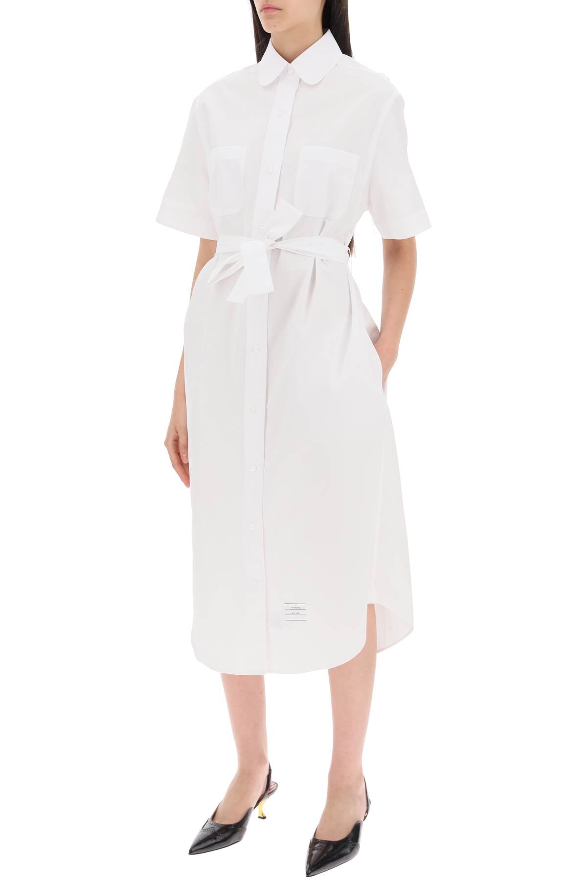 THOM BROWNE MIDI BLOUSE WITH BELT