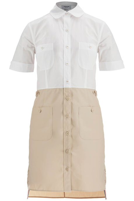 THOM BROWNE Slim Fit Typewriter Cloth Dress with Striped Logo