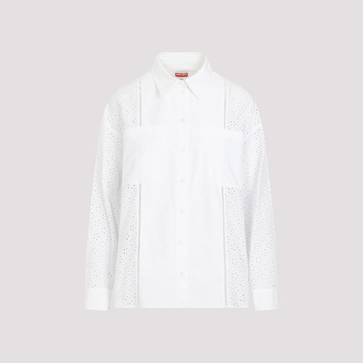 KENZO White Cotton Broderie Anglaise Shirt for Women - SS24 Collection