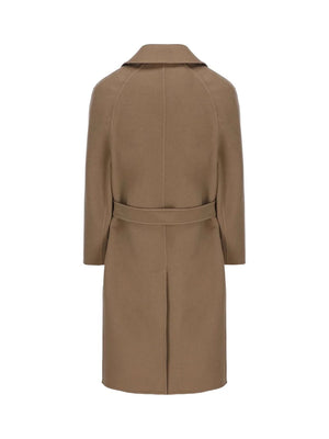 FENDI Men's Double Wool Trench Coat in Castoro and Nero