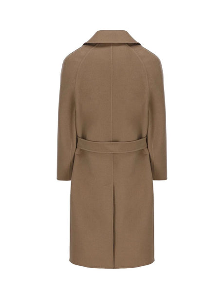 FENDI Men's Double Wool Trench Coat in Castoro and Nero