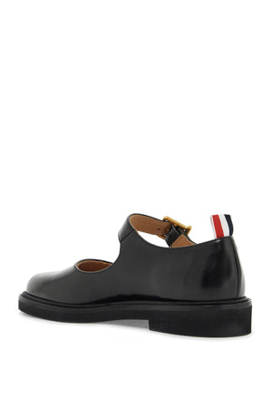 THOM BROWNE Elegant Brushed Leather Mary Jane Flats