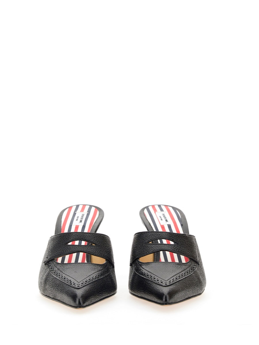 THOM BROWNE Chic Flat Penny Sandals with 7.5 cm Heel for Women