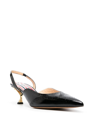 THOM BROWNE Women's Leather Pointed-Toe Low-Heel Pumps