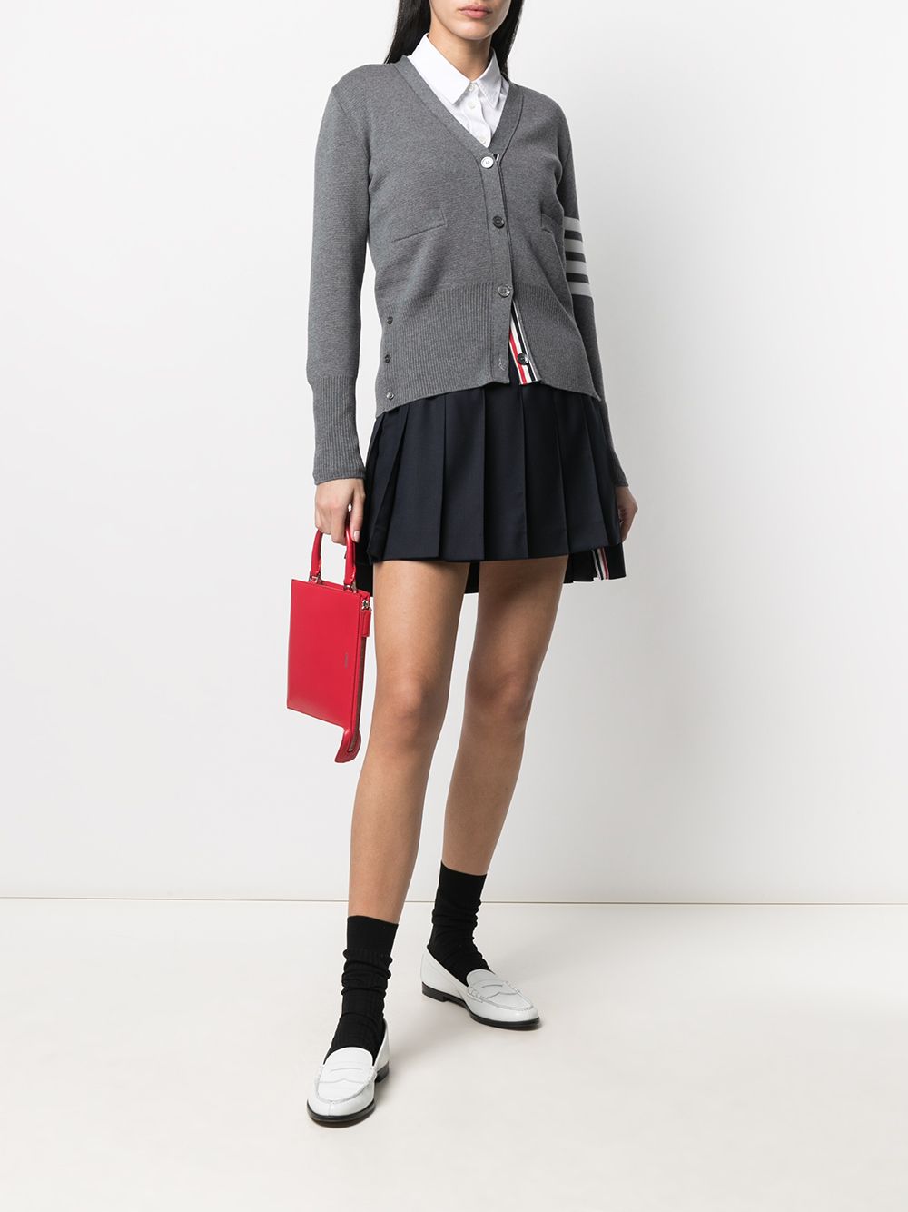 THOM BROWNE Blue Wool/Cupro Pleated Mini Skirt for SS24