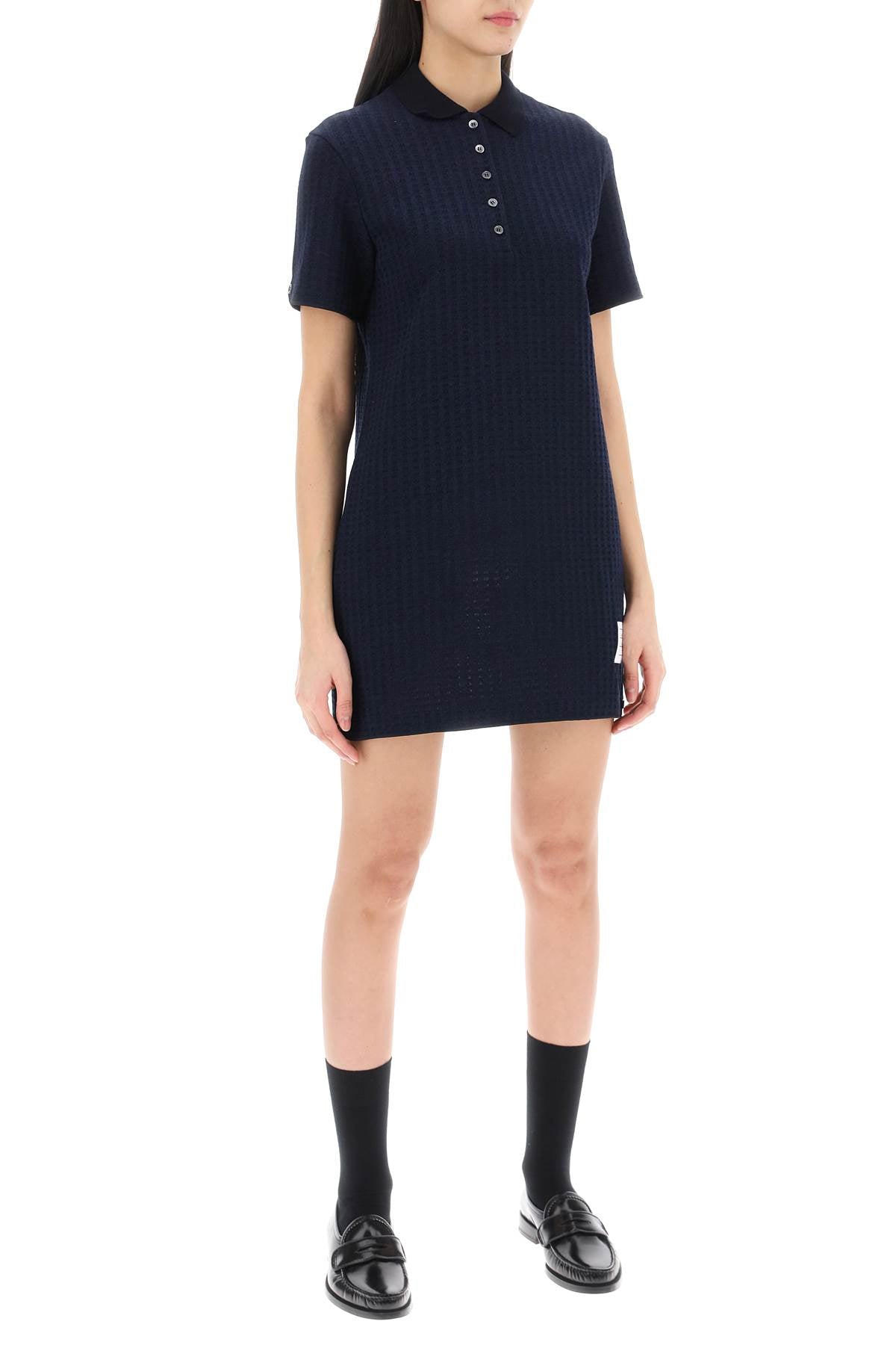 THOM BROWNE Chic Cotton Mini Dress with Back Detail