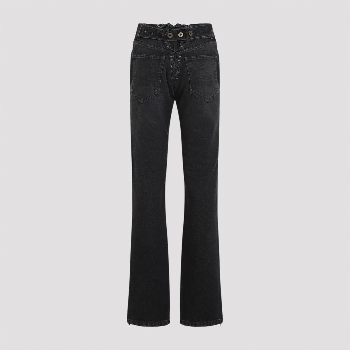 JEAN PAUL GAULTIER Denim Jeans with Lacing and Knee Bonding Detail