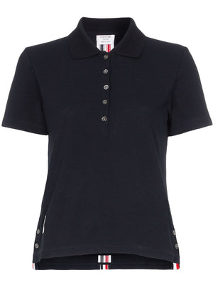 THOM BROWNE Reinvented Tri-Stripe Cotton Polo Shirt