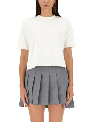 THOM BROWNE Boxy Fit Ribbed Edge Tee for Women