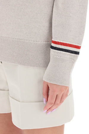 THOM BROWNE Wool Turtleneck Sweater with Striped Detail - Women’s Size