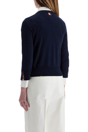 THOM BROWNE Cotton Sweatshirt with 4 Stripes Crew Neck