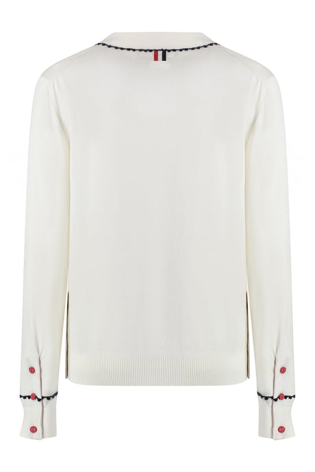 THOM BROWNE Silk and Cotton Cardigan with Contrast Trim