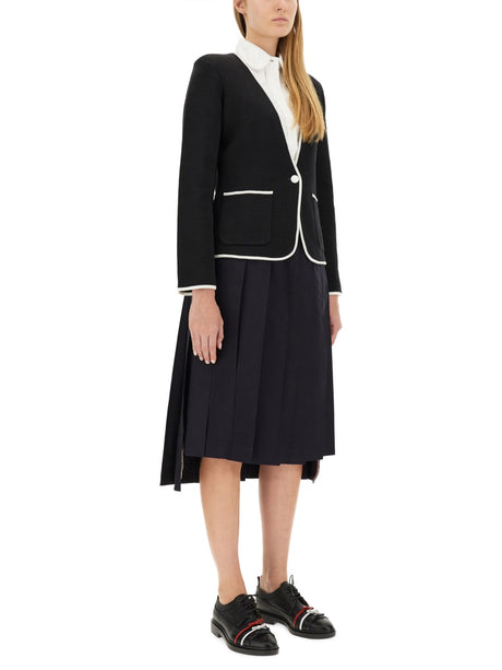 THOM BROWNE Women’s Regular Fit Collarless Jacket - Size 40 IT