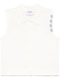 THOM BROWNE Sleeveless Front Button Cotton Top