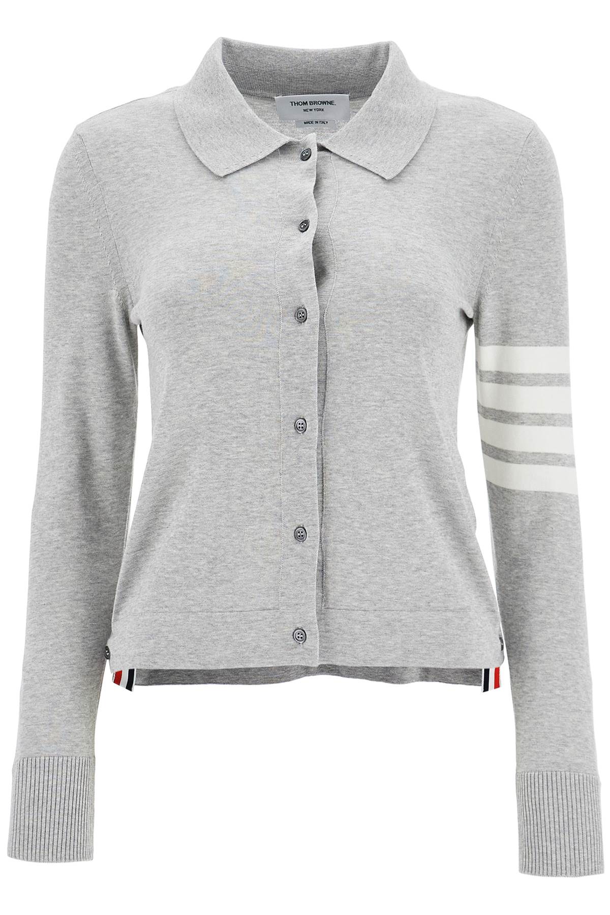 THOM BROWNE Light Grey Cotton Shirt with 4 Stripes for Women