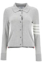 THOM BROWNE Light Grey Cotton Shirt with 4 Stripes for Women