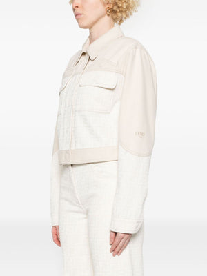 FENDI Denim Jacket with Jacquard Logo for Women