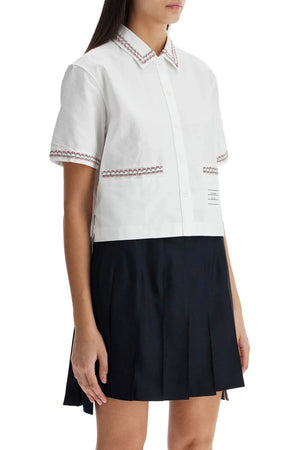 THOM BROWNE Cropped Oxford Mini Shirt for Women