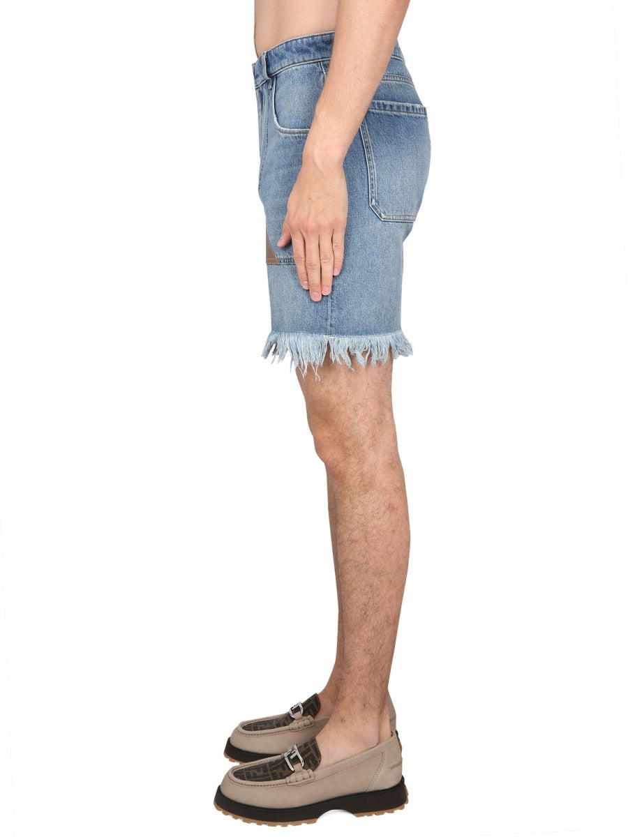 FENDI Men's Denim Bermuda Shorts - Five Pocket Style