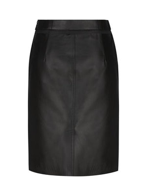 FENDI Cut-Out Detail Leather Skirt with Back Slit Hem - FW23 Collection