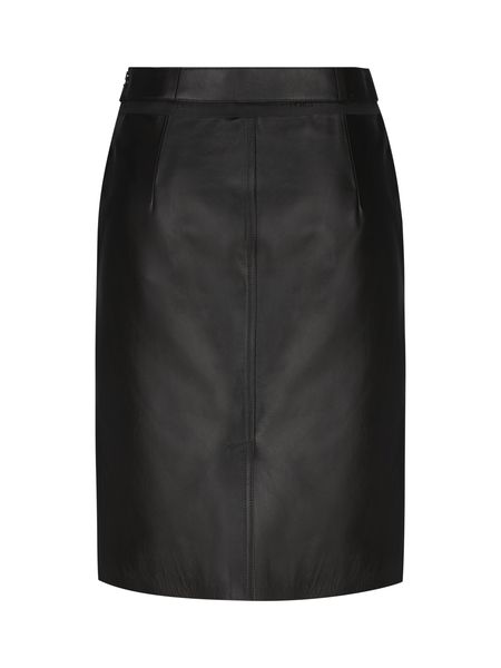 FENDI Cut-Out Detail Leather Skirt with Back Slit Hem - FW23 Collection