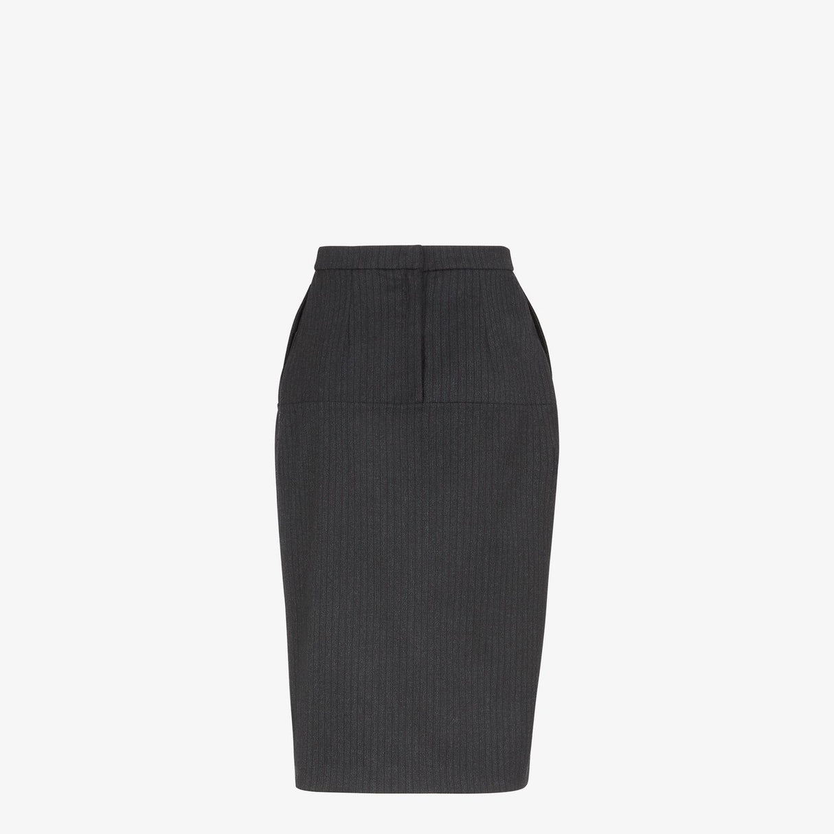 FENDI Anthracite Gray Striped Midi Skirt