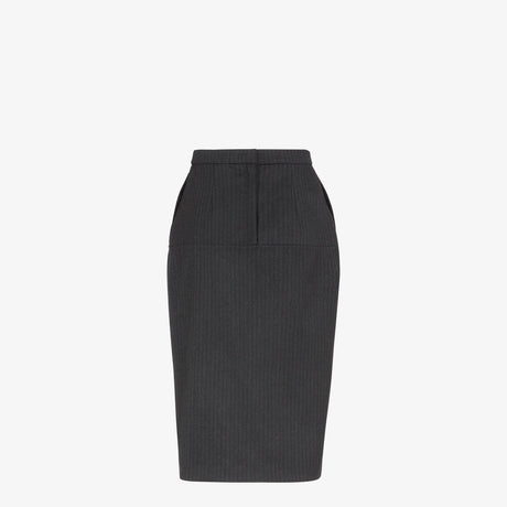 FENDI Anthracite Gray Striped Midi Skirt