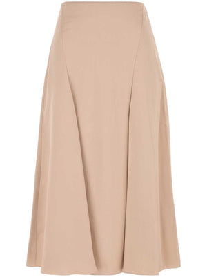 FENDI High-Waisted Fluted Silk Long Skirt - Mid Length