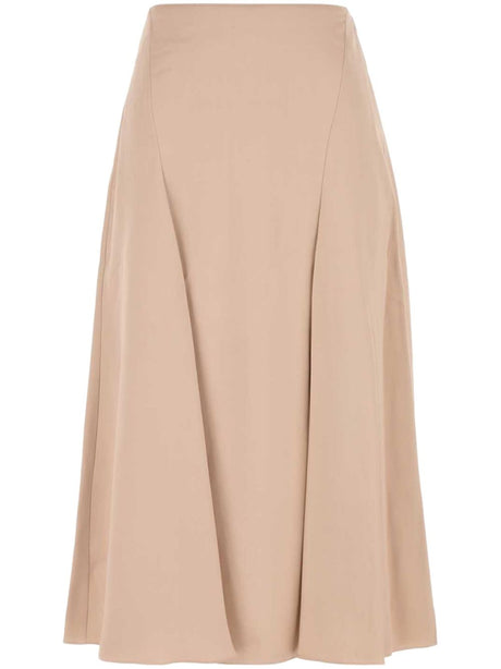 FENDI High-Waisted Fluted Silk Long Skirt - Mid Length